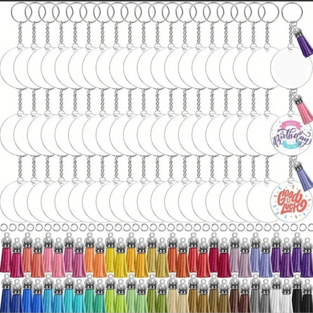 Colorful Tassel Keychain Set 5 Pcs Of Each Tassel & Chain Included DIY Craft Kit